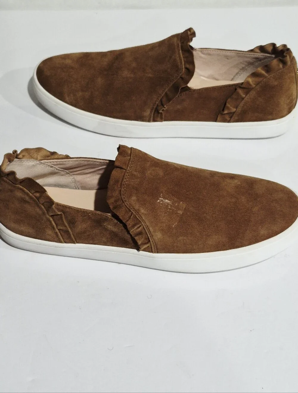 kate spade Brown Suede Slip-On Sneakers with Ruffle Trim Size 11